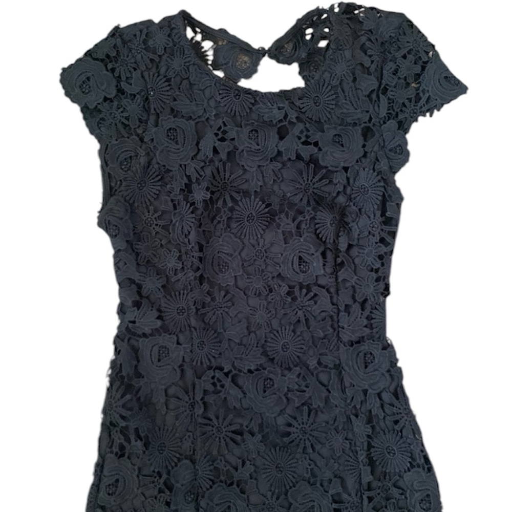 Lulus Black Crochet Open Back Evening Dress Size Small - Picture 3 of 8